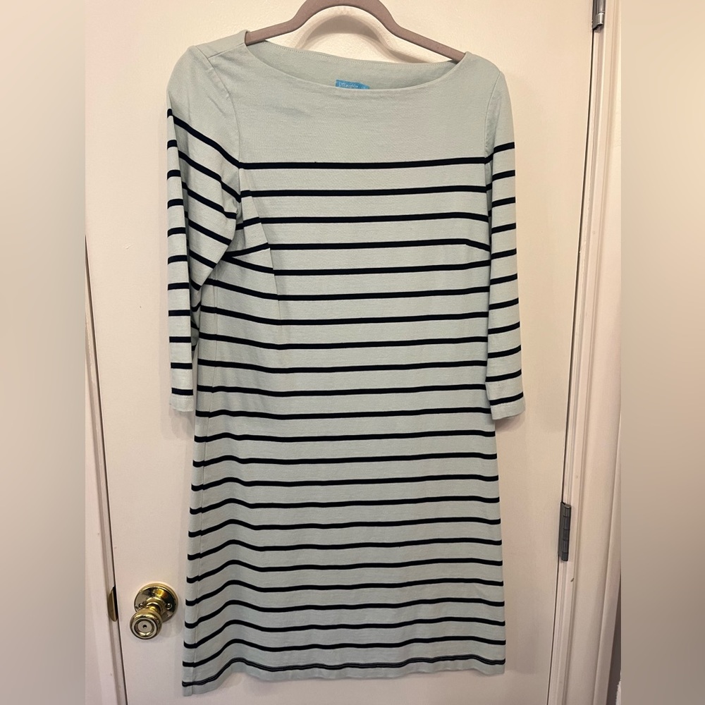 J. McLaughlin cotton blue striped dress size small